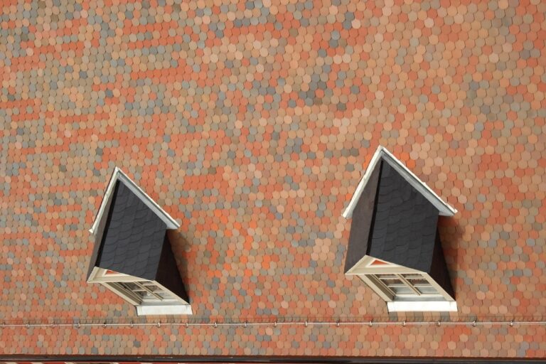 Roof dormer with bricks seen from above