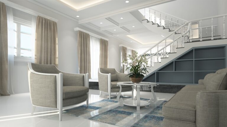 A modern living room with white furniture